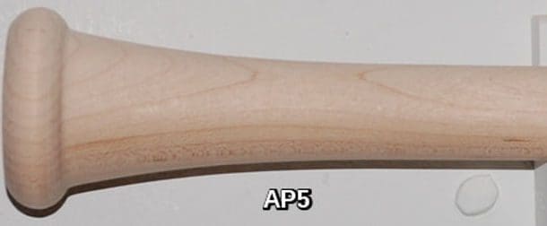 Wooden baseball bat handle, labeled "AP5".