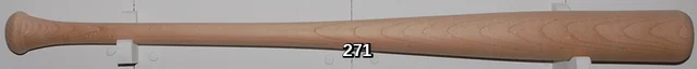 Wooden baseball bat on display, number 271.